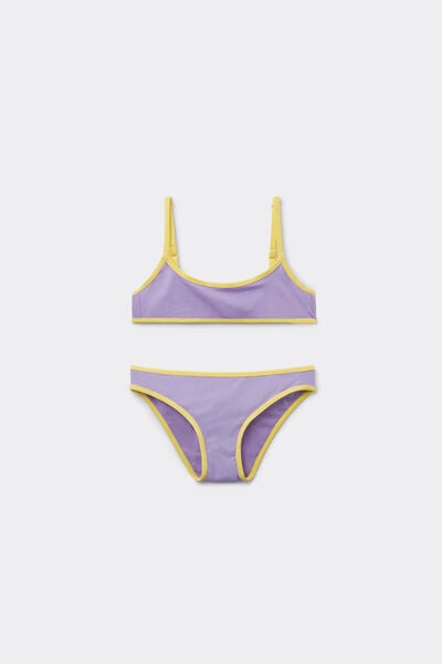 Maillot De Bain Deux Pièces Fille Bicolor Piping