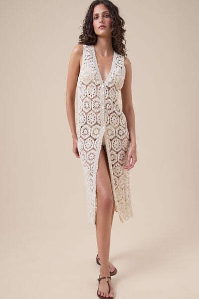 Gilet Long En Crochet