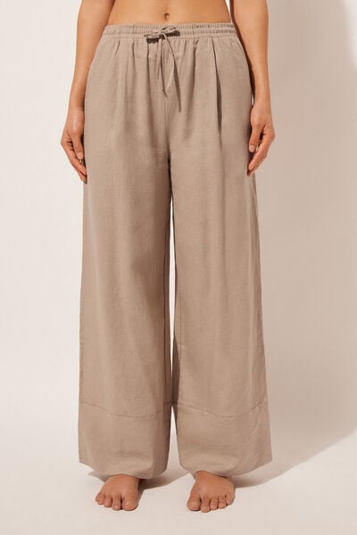 Pantalon Palazzo En Lin Et Viscose