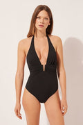 Maillot Une Pièce Texturé Décolleté Classic Piquet