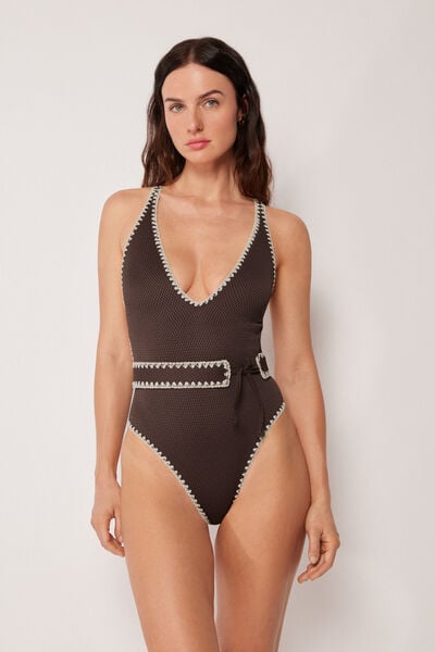 Maillot Une Pièce Bicolor Embroidery