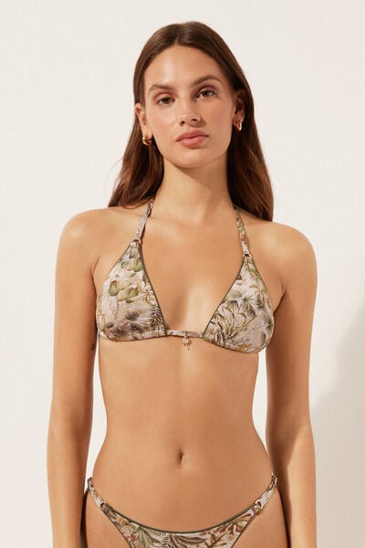 Haut De Maillot Triangle Feuillage Tropical