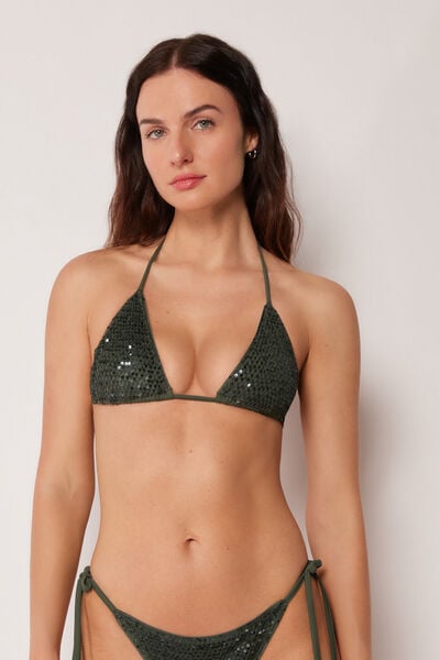 Haut De Maillot Triangle Sequin Net