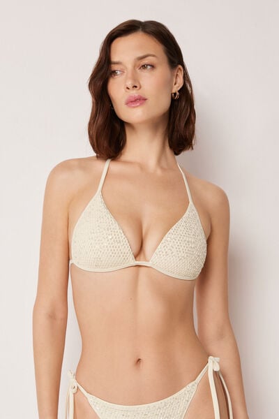 Haut De Maillot De Bain Triangle Rembourré Sequin Net
