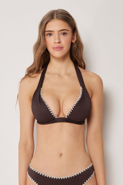 Haut De Maillot Triangle Rembourré Bicolor Embroidery