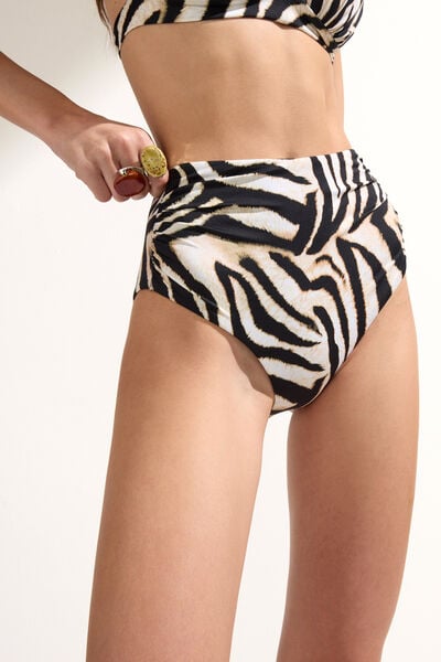 Bas De Maillot Taille Haute Savannah Zebra