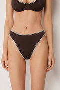 Bas De Maillot Brésilien Taille Haute Bicolor Embroidery