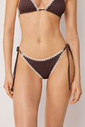 Bas De Maillot Brésilien À Lanières Bicolor Embroidery