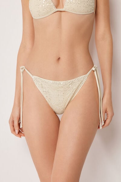 Bas De Maillot De Bain À Lanières Sequin Net