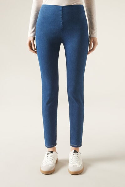 Leggings En Denim Skinny Taille Haute