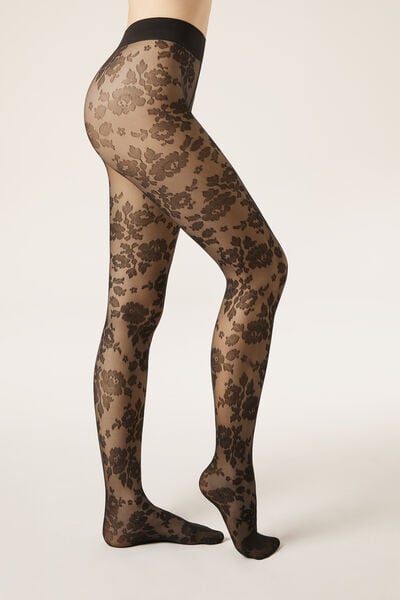 Collant Voile À Fleurs